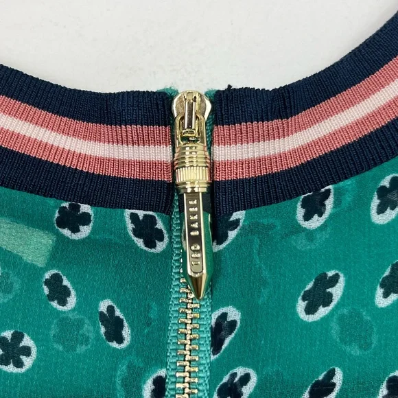 Ted Baker Sibella Green Floral Sheer Dress Sz 0 - Picture 11 of 14